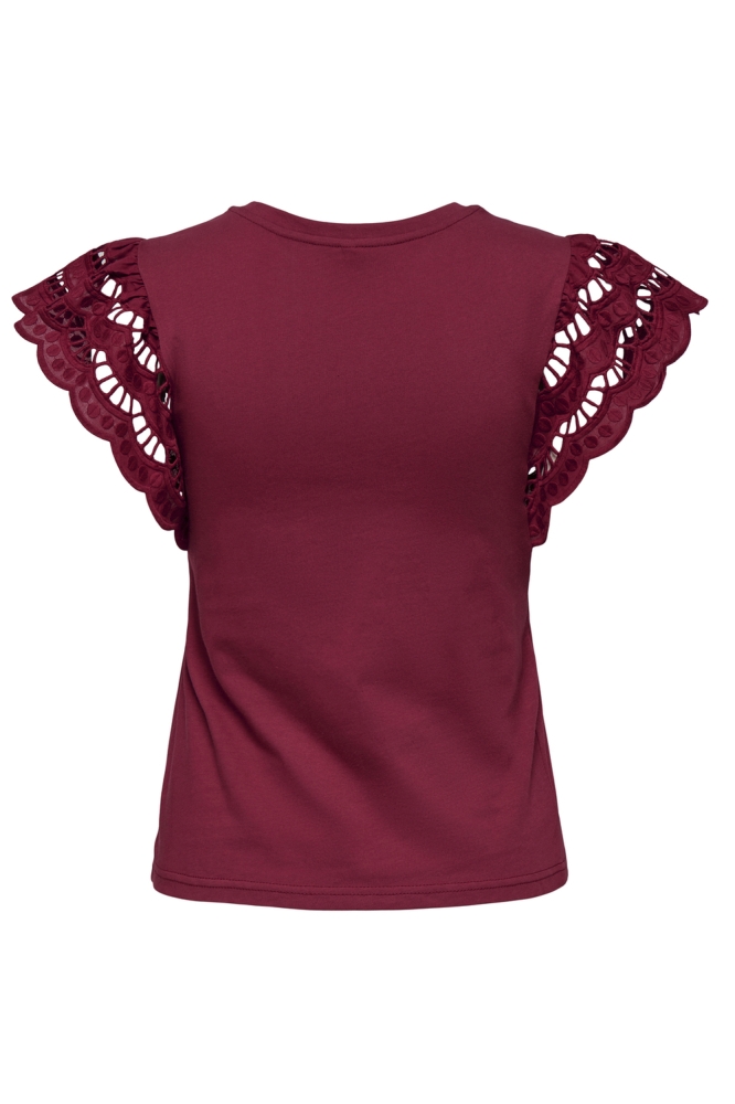 ONLMACY S/S O-NECK MIX TOP BOX JRS 15350374 RUBY WINE